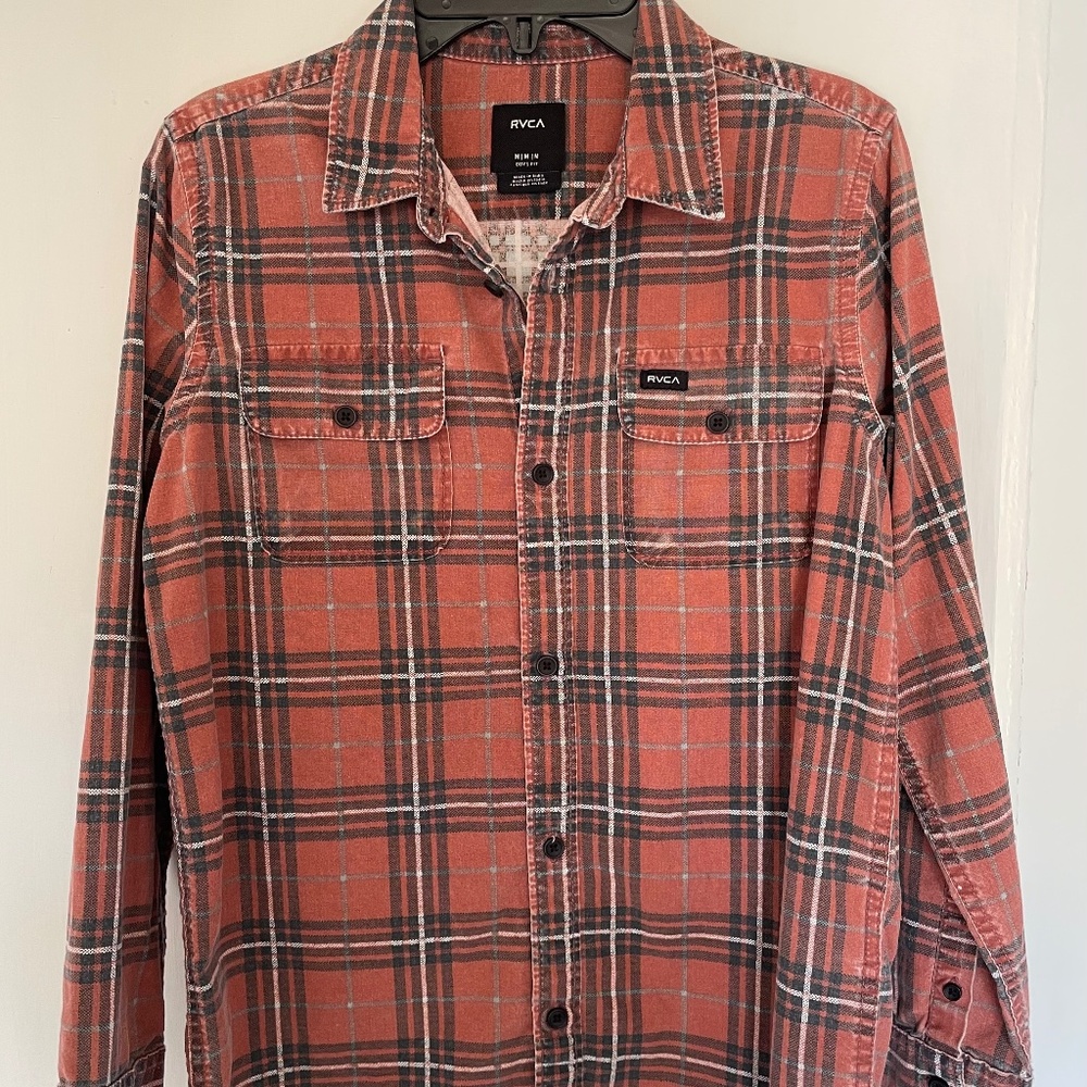 RVCA Boys Plaid Shirt Size M